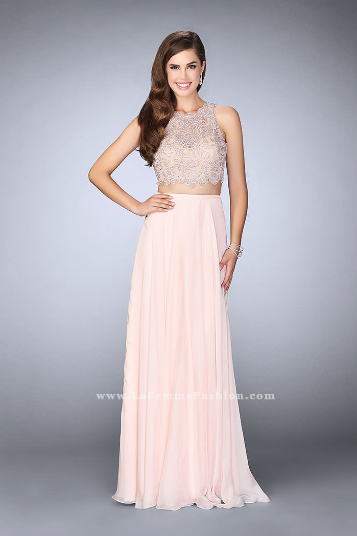 Picture of: Two Piece Prom Dress with A-line Skirt and Lace in Pink, Style: 23775, Detail Picture 1