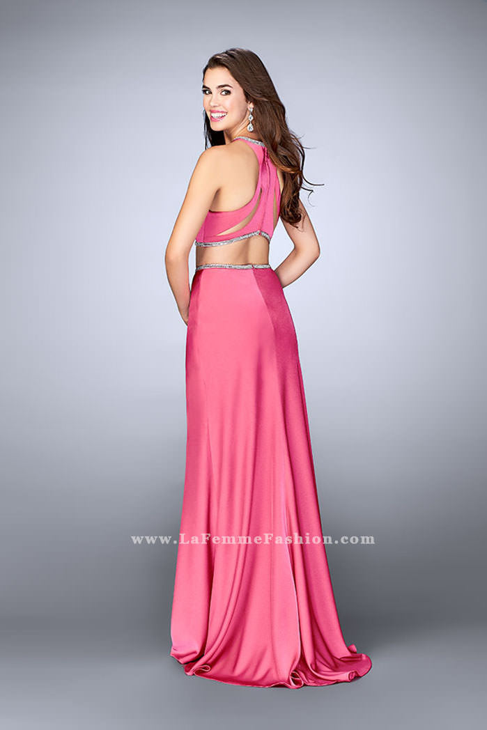 Picture of: Two Piece Dress with Beaded Edges and Sheer Cut Outs in Pinki, Style: 23828, Back Picture