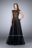 Picture of: High Neck A-line Dress with Polka Dots and Low Back in Black, Style: 23837, Main Picture