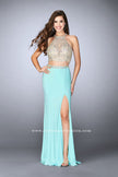 Picture of: High Neck Two Piece Dress With a Sheer Beading in Blue, Style: 23853, Main Picture