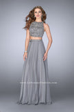 Picture of: High Neck Two Piece Dress With a Beaded Top in Silver, Style: 23860, Main Picture
