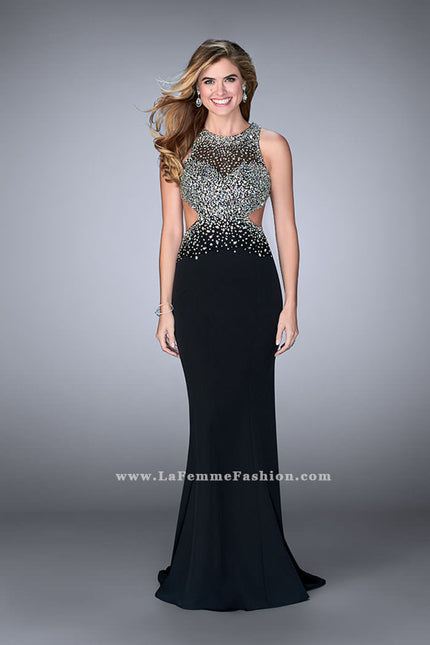 Picture of: Beaded Jersey Dress with Sheer Sweetheart Neckline in Black, Style: 23896, Detail Picture 3