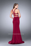 Picture of: Long Two Piece dress with Beading and Side Slit in Pink, Style: 23905, Back Picture
