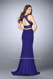 Picture of: Two Piece Beaded Lace Prom Dress with Jersey Skirt in Blue, Style: 23908, Back Picture