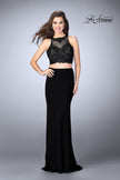 Picture of: Two Piece Beaded Lace Prom Dress with Jersey Skirt in Black, Style: 23908, Detail Picture 1