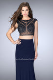 Picture of: Long Two Piece Prom Dress with cap sleeves in Blue, Style: 23910, Main Picture