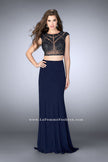 Picture of: Long Two Piece Prom Dress with cap sleeves in Blue, Style: 23910, Detail Picture 2