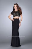 Picture of: Two Piece Beaded Lace Prom Gown with Cap Sleeves in Black, Style: 23912, Detail Picture 3