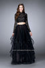 Picture of: Long Sleeve Two Piece Prom Dress with Pockets in Black, Style: 23924, Detail Picture 1