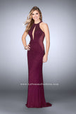 Picture of: Long Beaded Dress with Keyhole and Sheer Sides in Purple, Style: 23950, Detail Picture 2