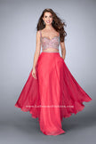 Picture of: Two Piece A-line Prom Dress with Beaded Cut Out Top in Pink, Style: 23966, Main Picture