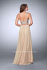 Picture of: Two Piece A-line Prom Dress with Beaded Cut Out Top in Nude, Style: 23966, Back Picture