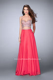 Picture of: Two Piece A-line Prom Dress with Beaded Cut Out Top in Pink, Style: 23966, Detail Picture 3