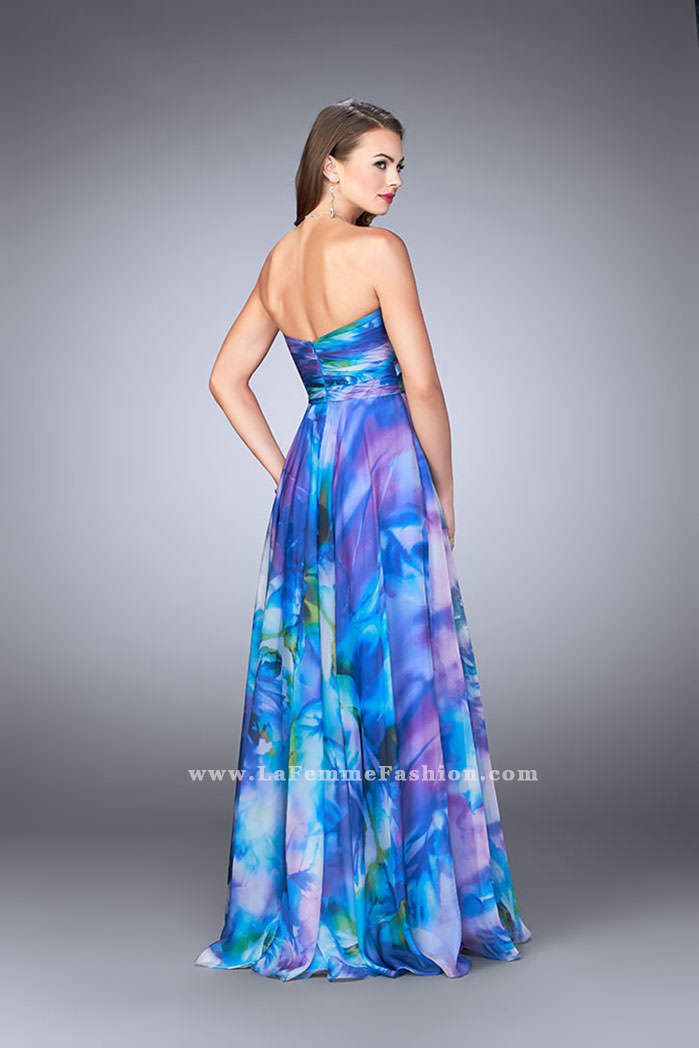 Picture of: Strapless Chiffon Prom Dress Rose Print Fabric in Print, Style: 24021, Back Picture