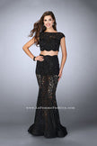 Picture of: Lace Two Piece Romper Dress with Sheer Lace Skirt in Black, Style: 24038, Main Picture