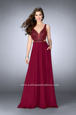 Picture of: A-line Chiffon Dress with Beaded Top and Open Back in Red, Style: 24050, Main Picture