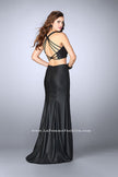 Picture of: Long Vegan Leather Two Piece Connecting Prom Dress in Black, Style: 24080, Back Picture