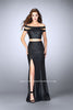Picture of: Off The Shoulder Two Piece Vegan Leather Prom Dress in Black, Style: 24109, Main Picture