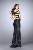 Picture of: Off The Shoulder Two Piece Vegan Leather Prom Dress in Black, Style: 24109, Back Picture