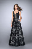 Picture of: Long Floral A-line Prom Dress with Pockets in Black, Style: 24114, Main Picture