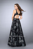 Picture of: Long Floral A-line Prom Dress with Pockets in Black, Style: 24114, Back Picture