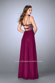 Picture of: Chiffon A-line Dress with Beaded Top and Cutout Back in Pink, Style: 24121, Back Picture