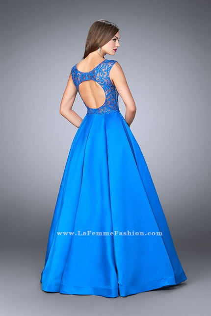 Picture of: A-line Prom Dress with Embroidery and Open Back in Blue, Style: 24147, Back Picture