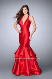 Picture of: Long Mermaid Ruffle Dress with Deep V Neckline in Red, Style: 24197, Main Picture