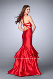 Picture of: Long Mermaid Ruffle Dress with Deep V Neckline in Red, Style: 24197, Detail Picture 1