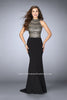 Picture of: Long Jersey Prom Dress with Beading and Open Back in Black, Style: 24201, Main Picture