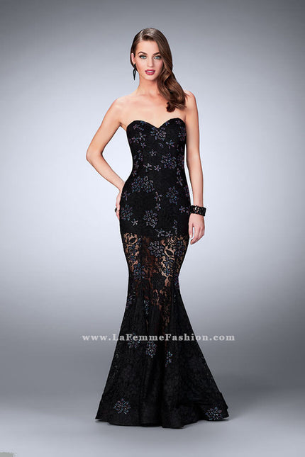 Picture of: Lace Romper Dress with Multi Colored Rhinestones in Black, Style: 24220, Main Picture