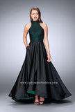 Picture of: High Low Prom Dress with Lace Top and Strappy Back in Black, Style: 24234, Detail Picture 1