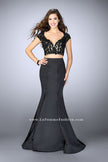 Picture of: Two Piece Mermaid Dress with Lace Top and Cap Sleeves in Black, Style: 24239, Detail Picture 2