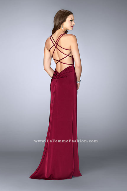 Picture of: Gathered Jersey Prom Dress with Sweetheart Neckline in Red, Style: 24263, Back Picture