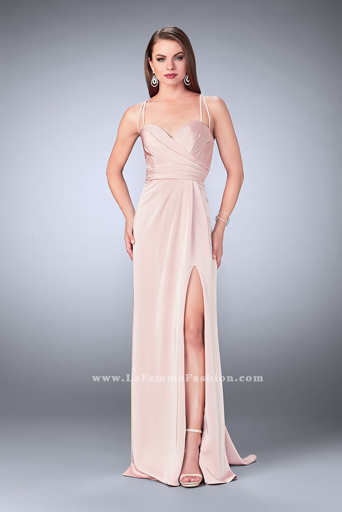 Picture of: Gathered Jersey Prom Dress with Sweetheart Neckline in Pink, Style: 24263, Detail Picture 2