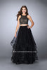 Picture of: Long Two Piece A-line Dress with Tiered Tulle Skirt in Black, Style: 24268, Detail Picture 1