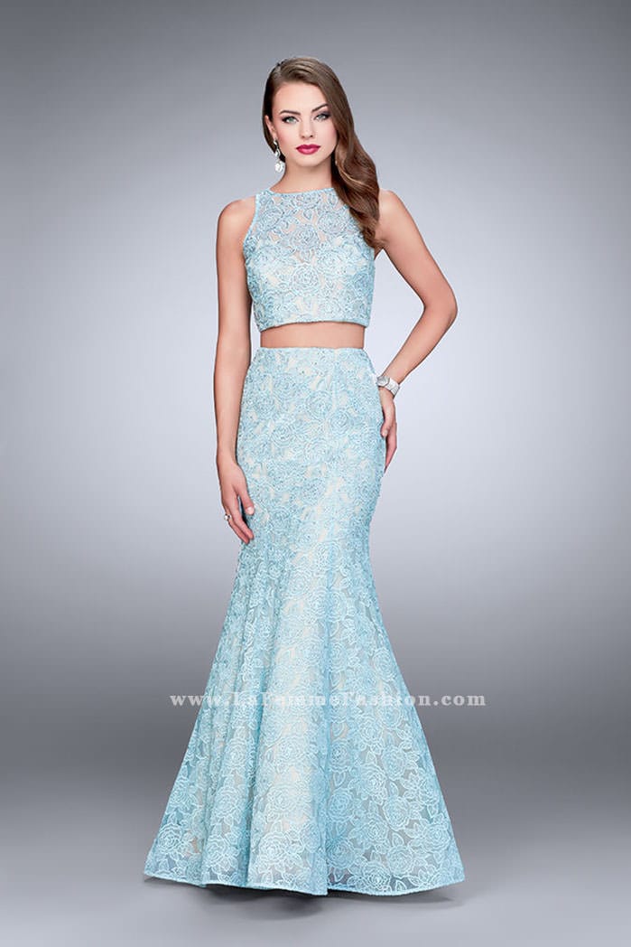Picture of: Two Piece Lace Prom Dress with Mermaid Skirt in Blue, Style: 24269, Main Picture
