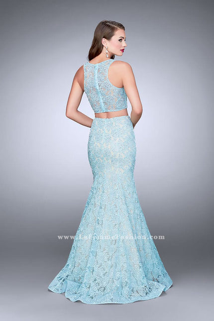 Picture of: Two Piece Lace Prom Dress with Mermaid Skirt in Blue, Style: 24269, Back Picture