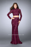 Picture of: Long Sleeve Two Piece Lace Dress with Open Back in Purple, Style: 24272, Main Picture