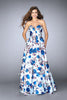 Picture of: Floral A-line Mikado Dress with a Deep V Neckline in Print, Style: 24286, Main Picture