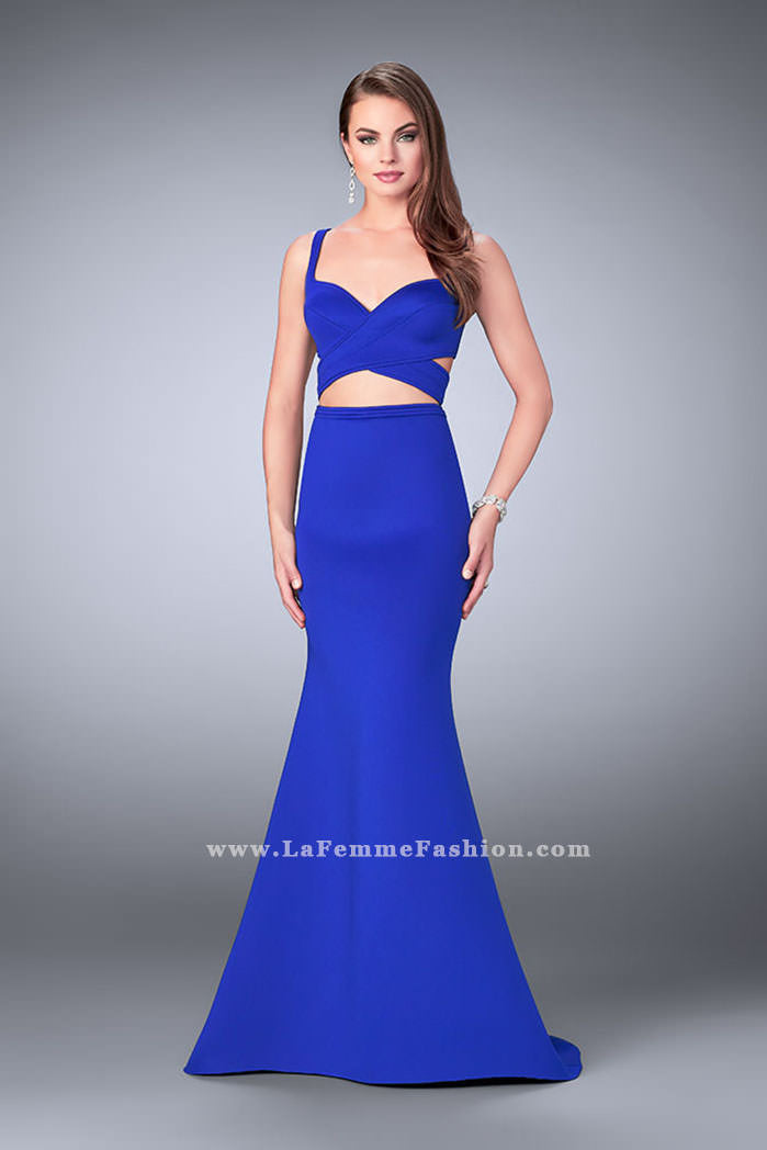 Picture of: Faux Two Piece Neoprene Dress with Mermaid Skirt in Blue, Style: 24288, Main Picture