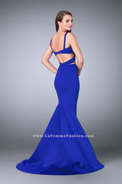 Picture of: Faux Two Piece Neoprene Dress with Mermaid Skirt in Blue, Style: 24288, Back Picture