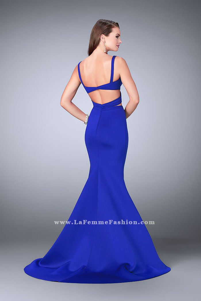 Picture of: Faux Two Piece Neoprene Dress with Mermaid Skirt in Blue, Style: 24288, Detail Picture 1