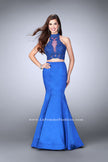Picture of: Two Piece Mermaid Dress with Sheer Lace High Neck Top in Blue, Style: 24306, Main Picture
