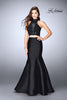 Picture of: Two Piece Mermaid Dress with Sheer Lace High Neck Top in Black, Style: 24306, Detail Picture 2