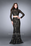 Picture of: Two Piece Lace Dress with Long Sleeves and Open Back in Black, Style: 24342, Detail Picture 1