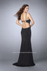 Picture of: Beaded Prom Dress with a High Neck and Strappy Back in Black, Style: 24358, Back Picture