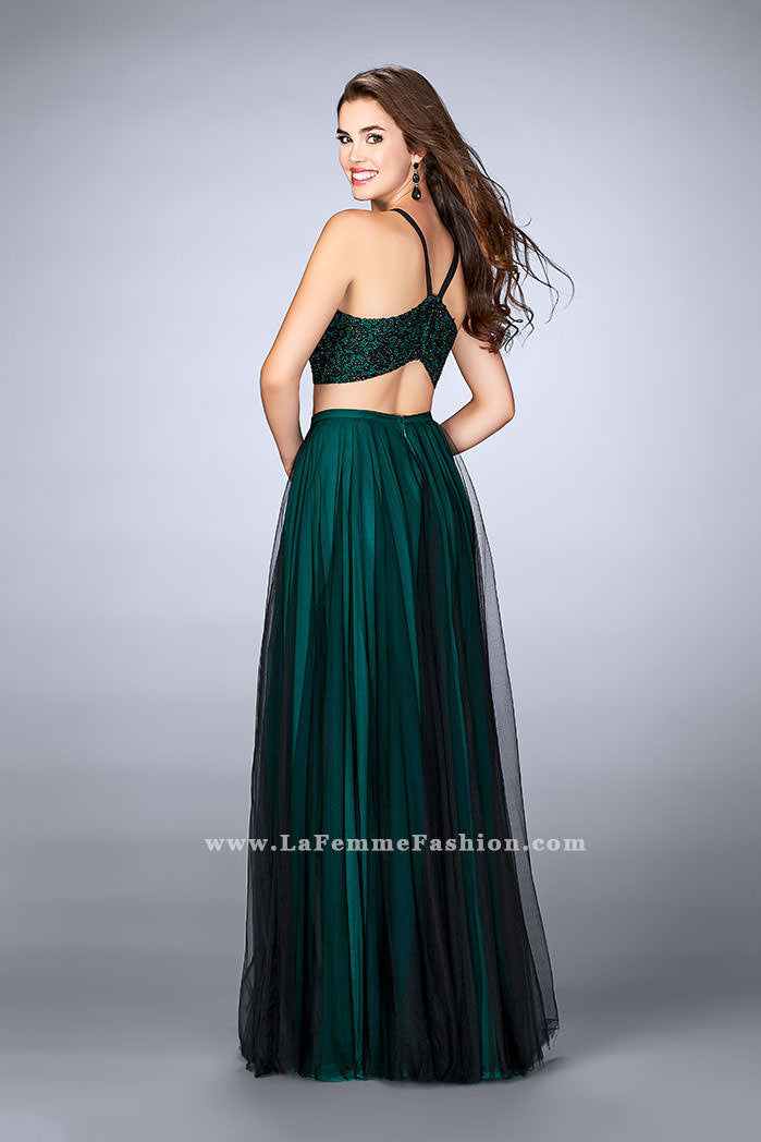 Picture of: Two Piece A-line Dress with Lace Top and Tulle Skirt in Green, Style: 24365, Back Picture