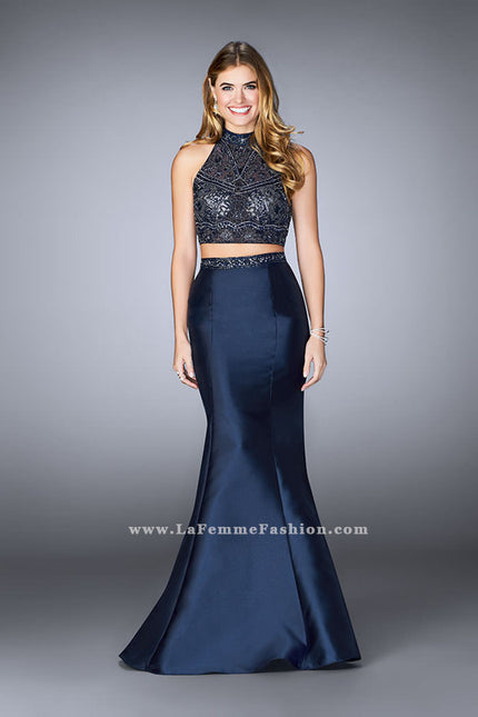 Picture of: Long Two Piece Mermaid Prom Dress with Beaded Top in Blue, Style: 24388, Main Picture