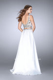 Picture of: A-line Two Piece Dress with Beaded Top and Pockets in White, Style: 24397, Back Picture